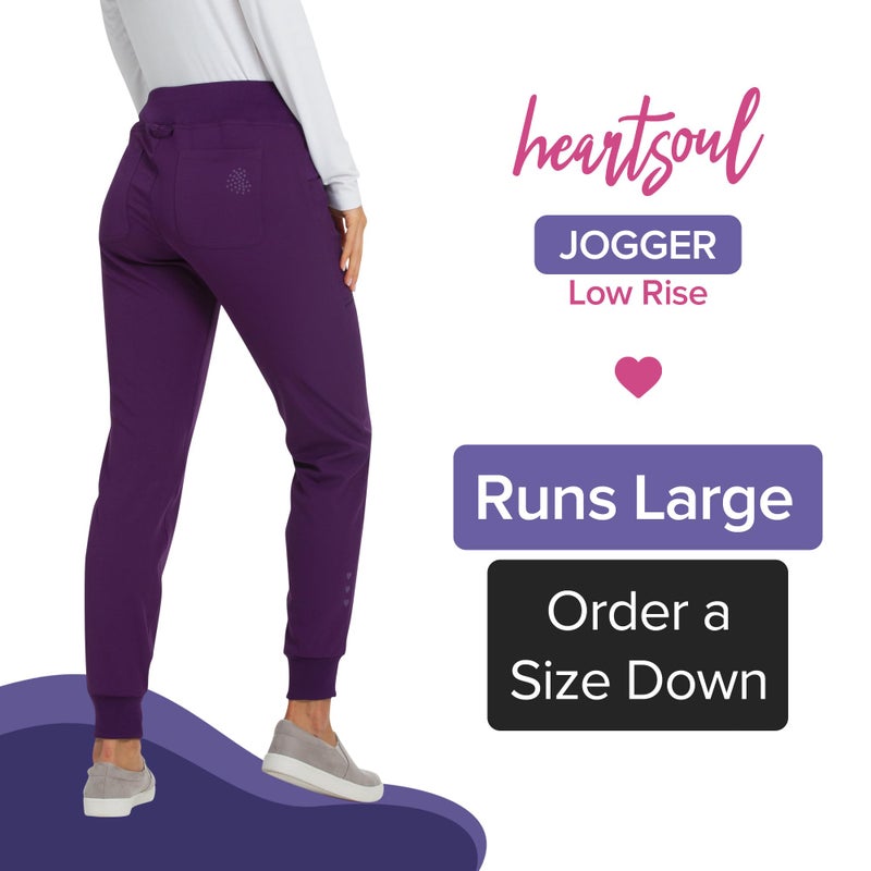 HeartSoul Women's Medical Scrub Jogger Pants Contemporary fit Drawstring Waistband Jogger with 5 Pockets - HS030, L, Eggplant - Image 2